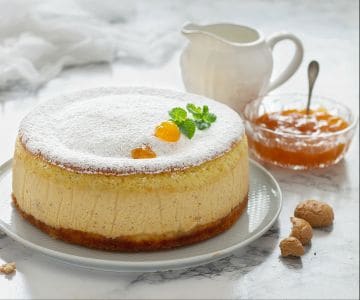 Tarta vertida con crema de mermelada de albaricoque