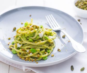 Troccoli con pesto de habas