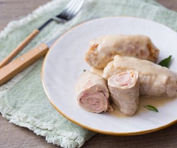 Rollitos de ternera con jamón y queso
