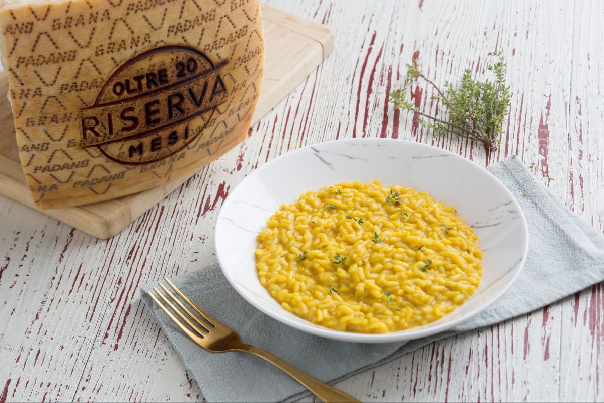 Risotto con cerveza, azafrán y Grana Padano