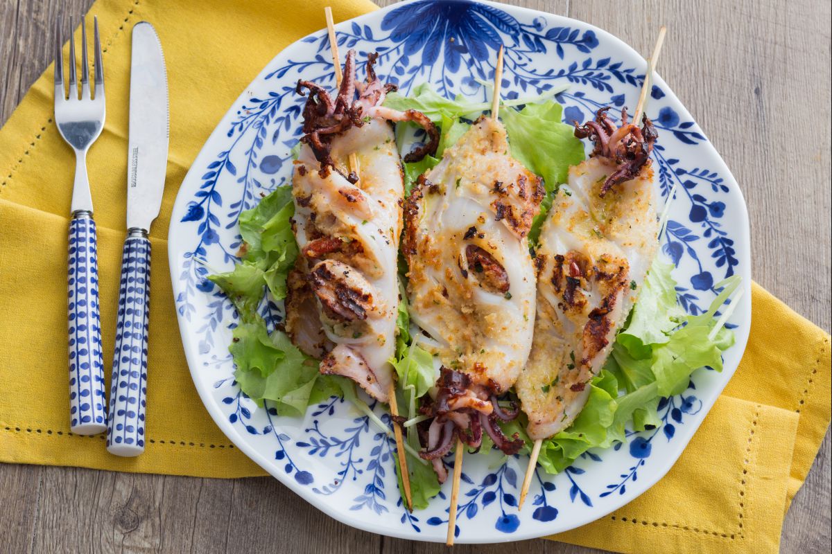 Brochetas de calamares