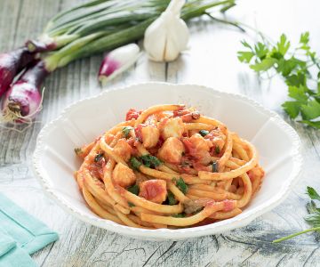 Bigoli con ragú de vieiras