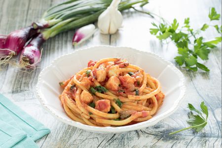 Bigoli con ragú de vieiras