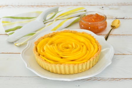 Tarta de naranjas y mango