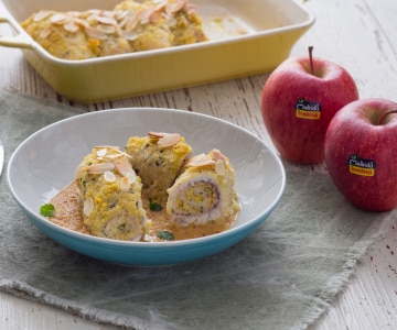 Rollitos de pez espada con salsa de manzana