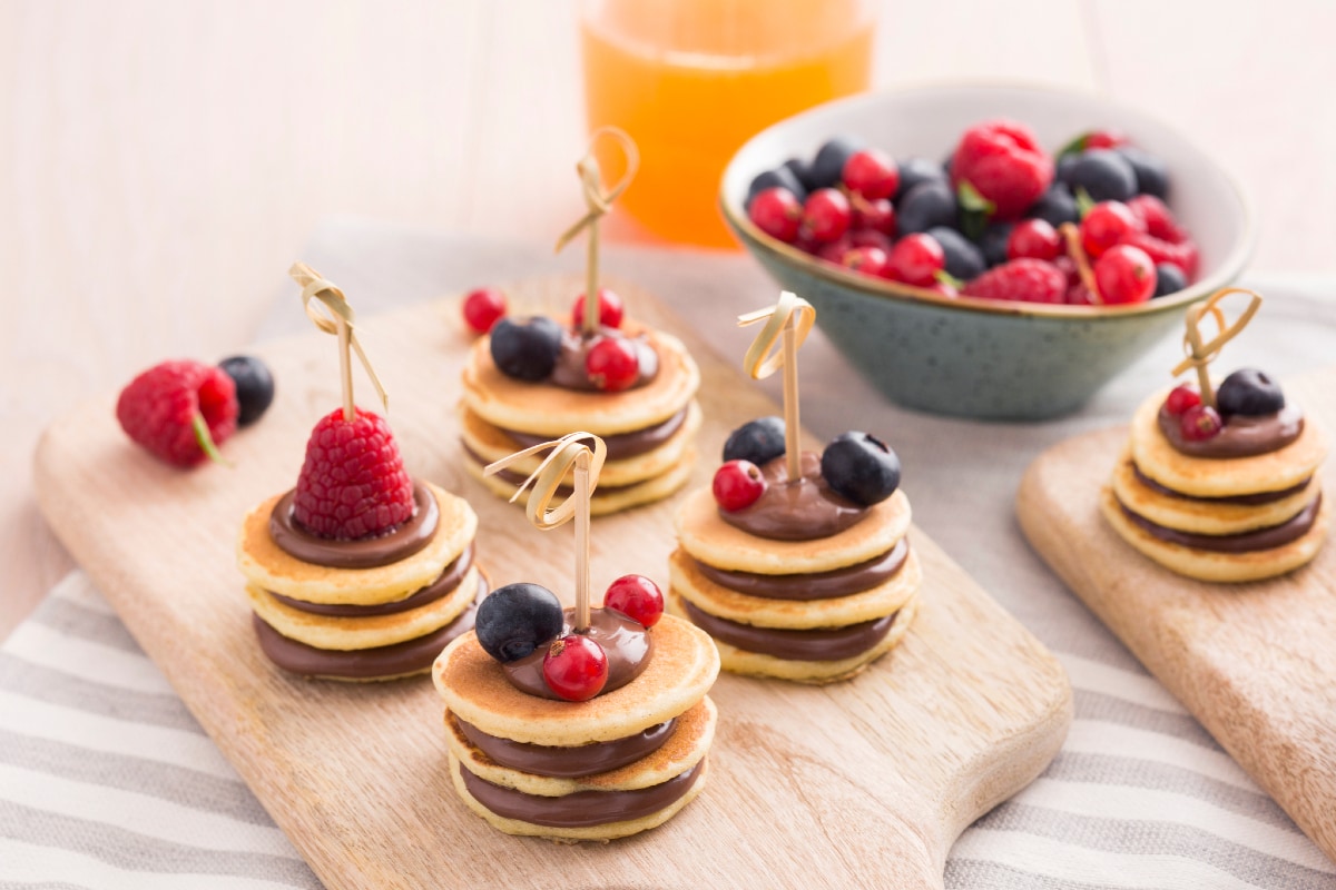Mini pancakes con Nutella® y fruta