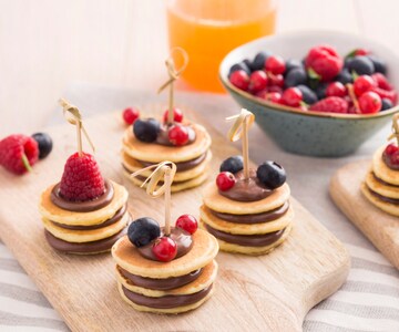 Mini pancakes con Nutella® y fruta