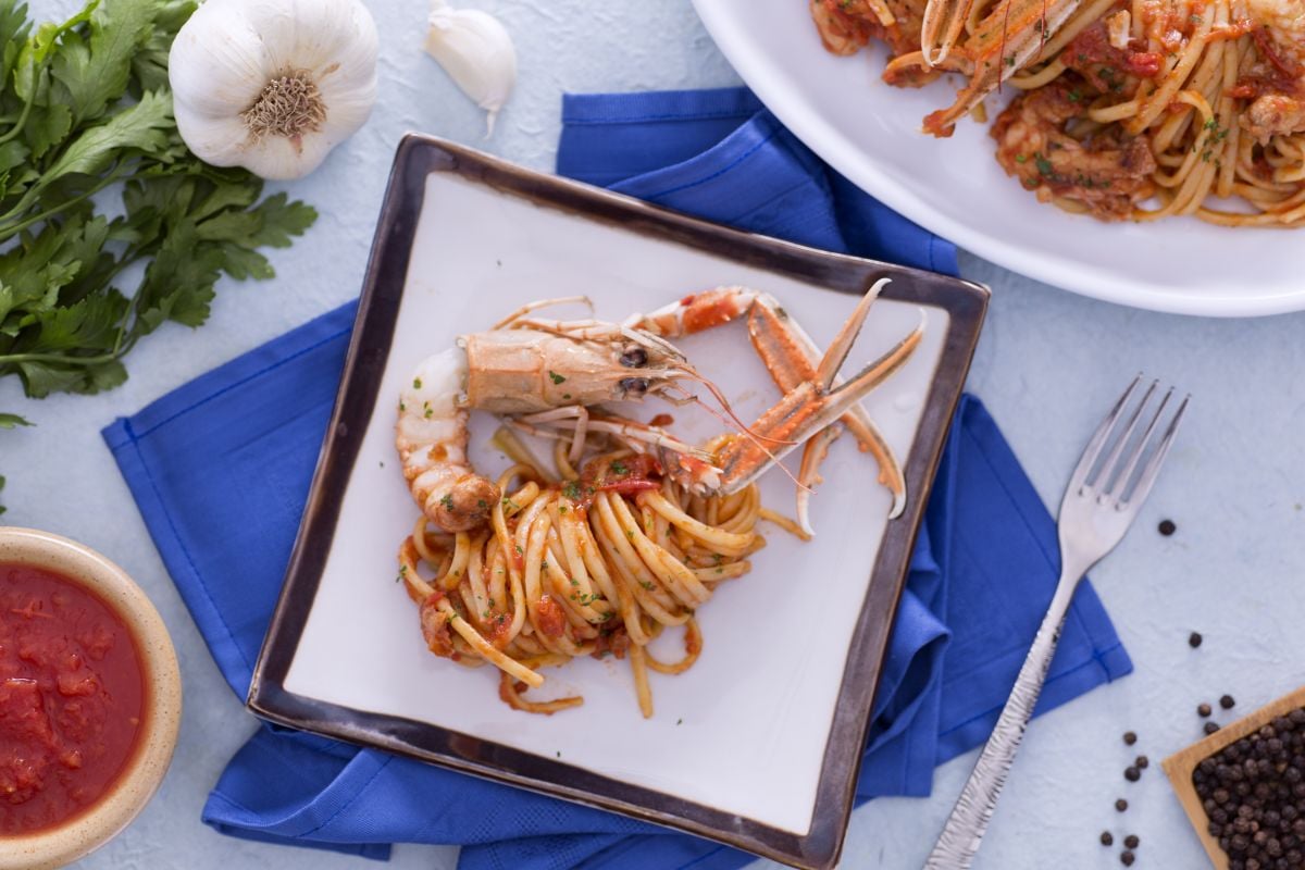 Linguine con cigalas y coñac