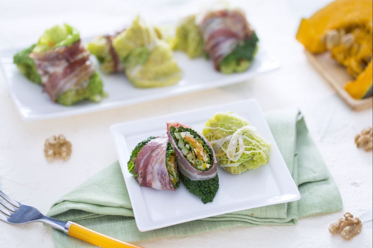 Rollitos de col rellenos de verdura