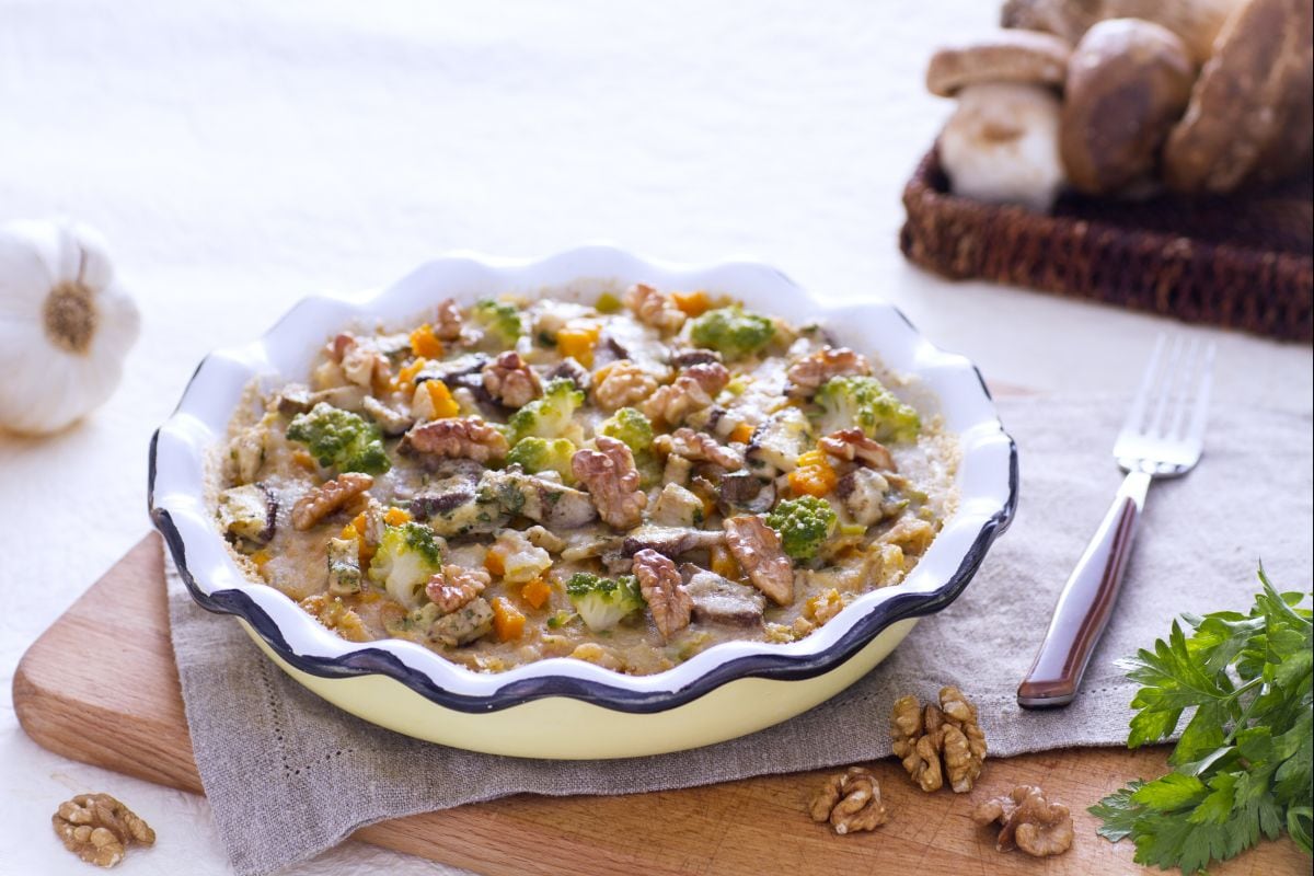 Timbal de verduras y nueces