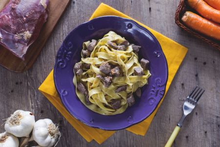 Tagliatelle con pato