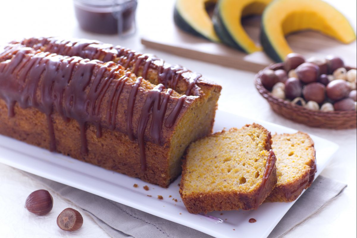 Plumcake de calabaza, yogur y caramelo salado