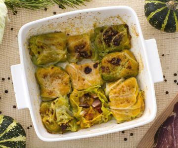 Rollos de col con calabaza