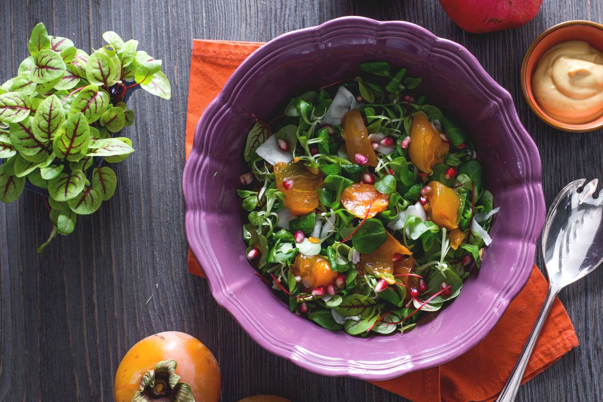 Ensalada de caqui y granada