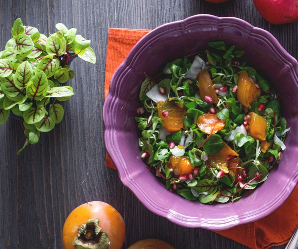 Ensalada de caqui y granada