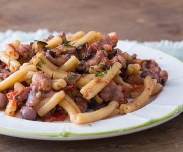 Casarecce pulpos y berenjenas