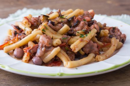 Casarecce pulpos y berenjenas