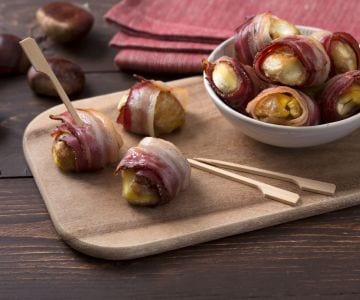 Bocaditos de castañas y bacon