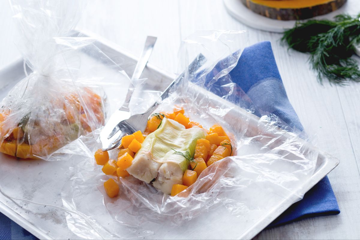 Bacalao en hoja de puerro
