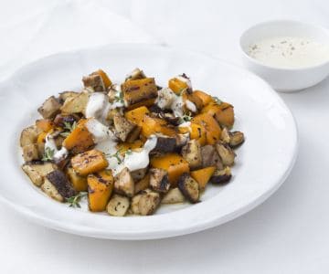 Parrillada de calabaza y boletus