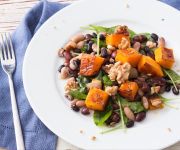 Ensalada de alubias mixtas y calabaza