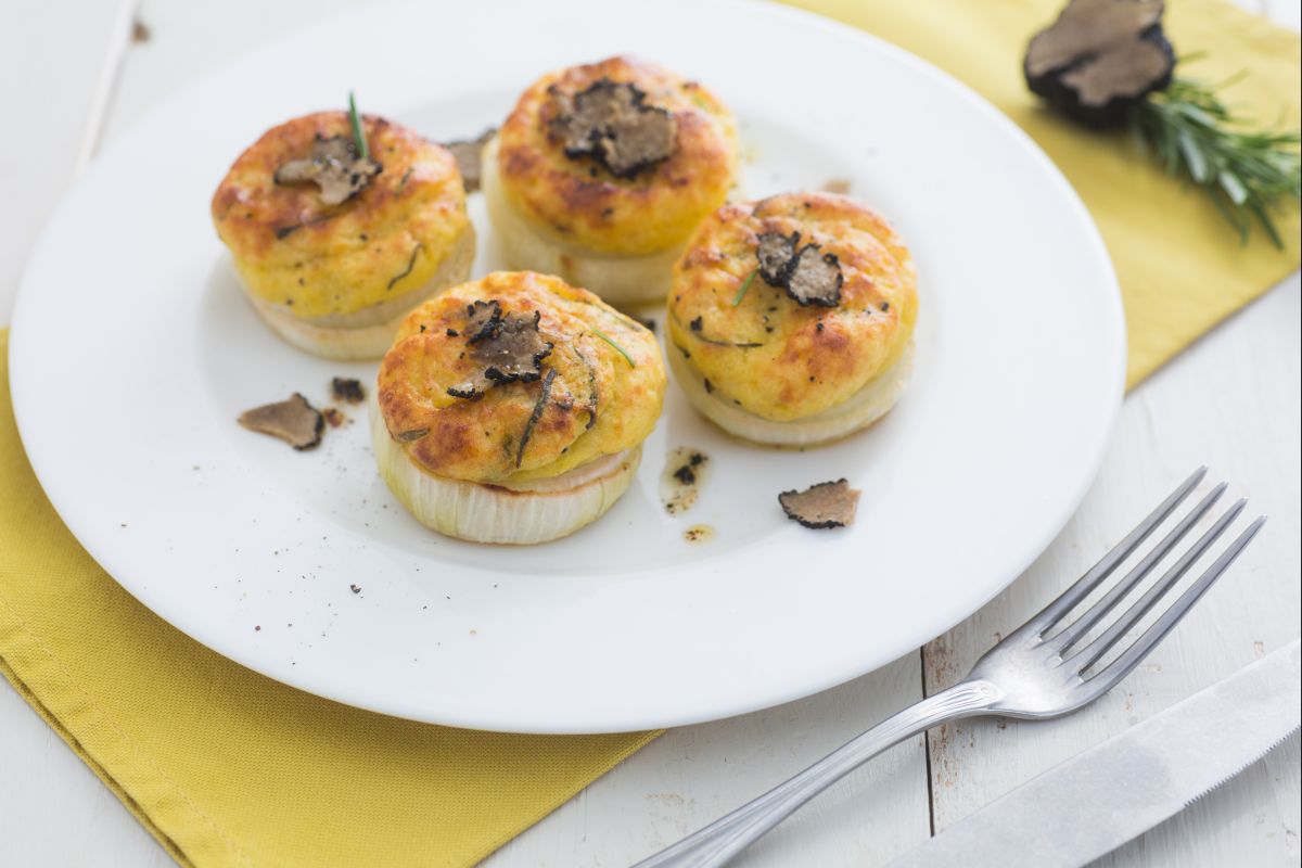 Cebollas rellenas de trufa