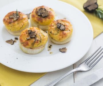 Cebollas rellenas de trufa