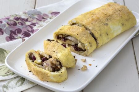 Rollo de tortilla gratinado