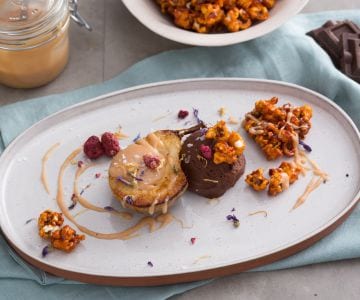 Peras y chocolate con caramelo salado