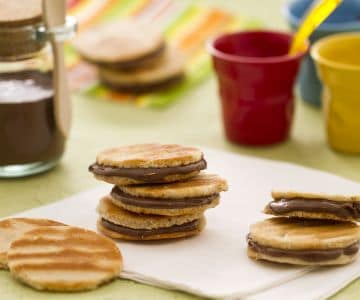 Sándwich de gofres con Nutella
