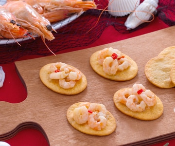 Tostadas con gambas ajo aceite y guindilla