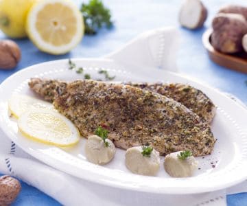 Espada en costra con puré de tupinambo