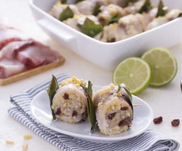 Rollitos de pez espada a beccafico con lima y jengibre