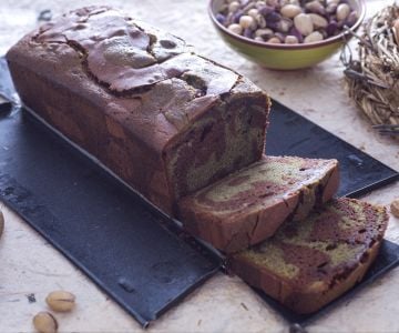 Plumcake de pistacho con vetas de chocolate