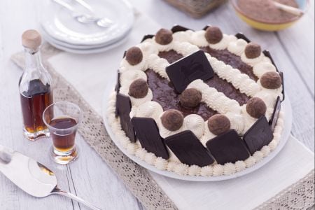 Tarta de cacao con crema de zabaglione