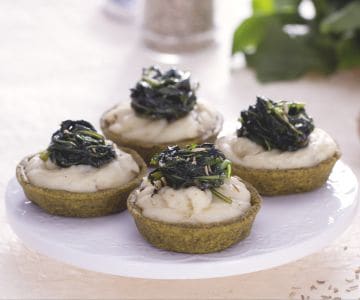 Tartaletas de enkir con patatas y achicoria