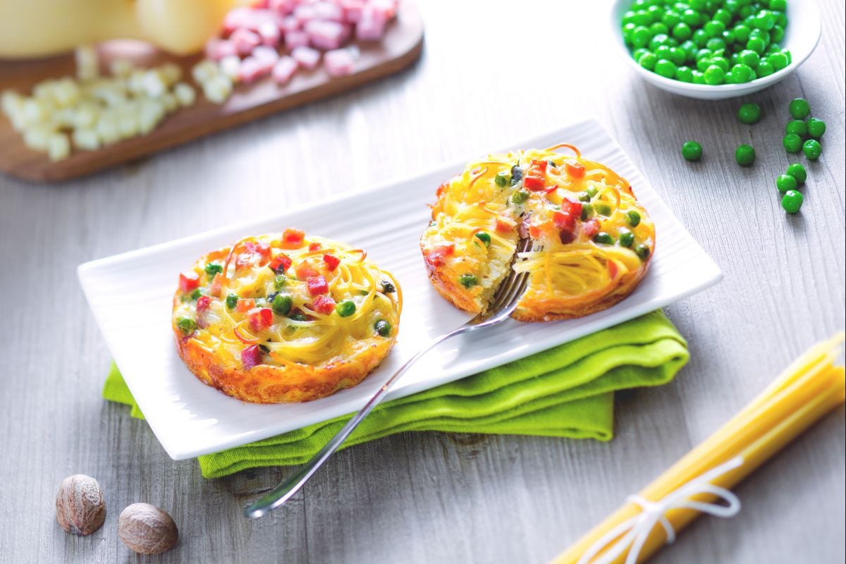 Tortillitas al horno de espaguetis