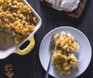 Pasta al gorgonzola gratinada al horno