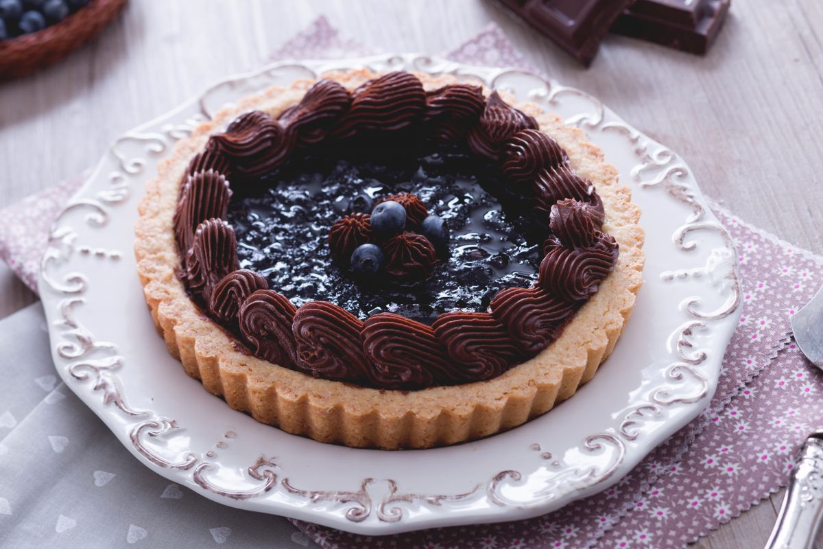 Tarta de arándanos y chocolate