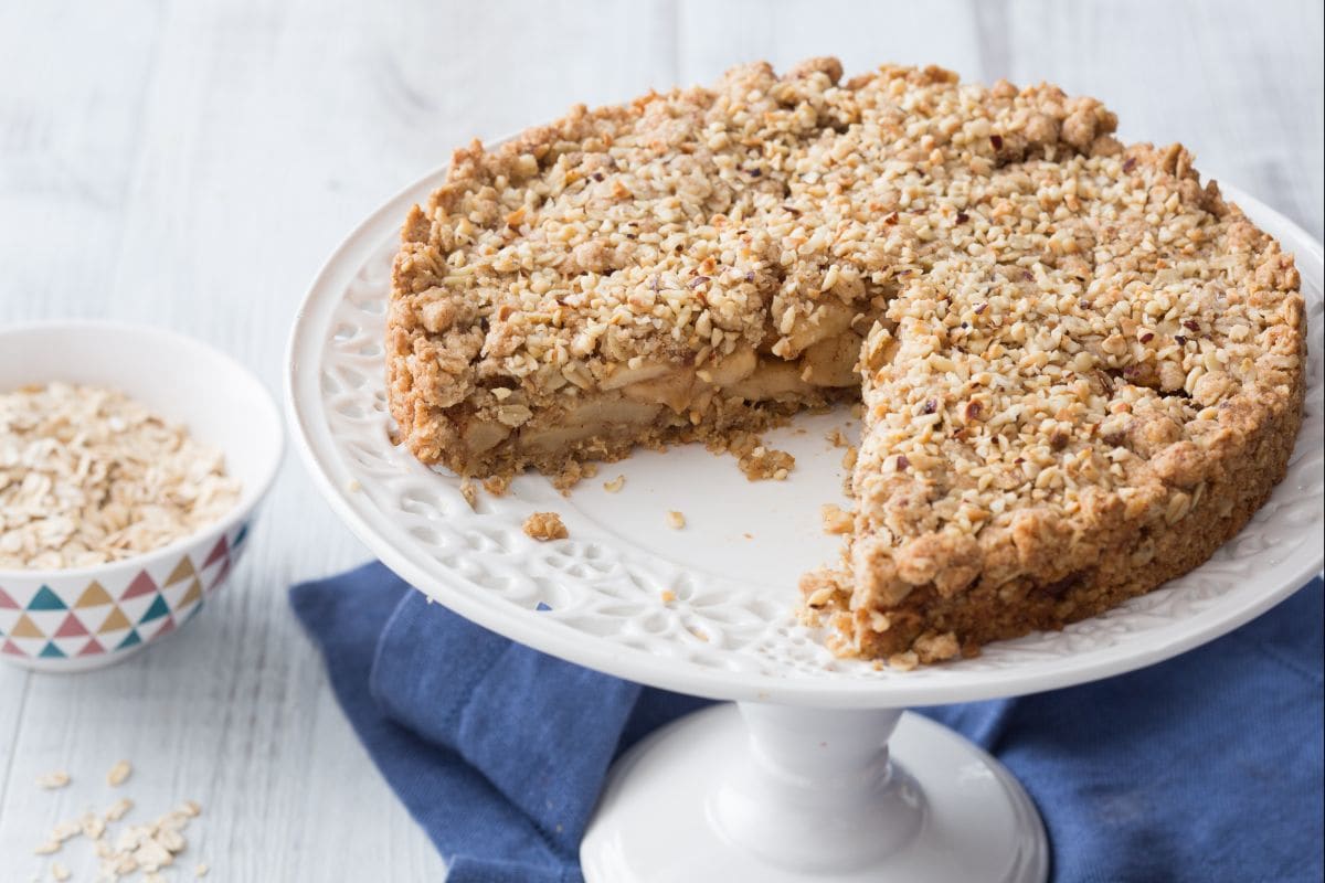 Crumble de manzana con copos de avena