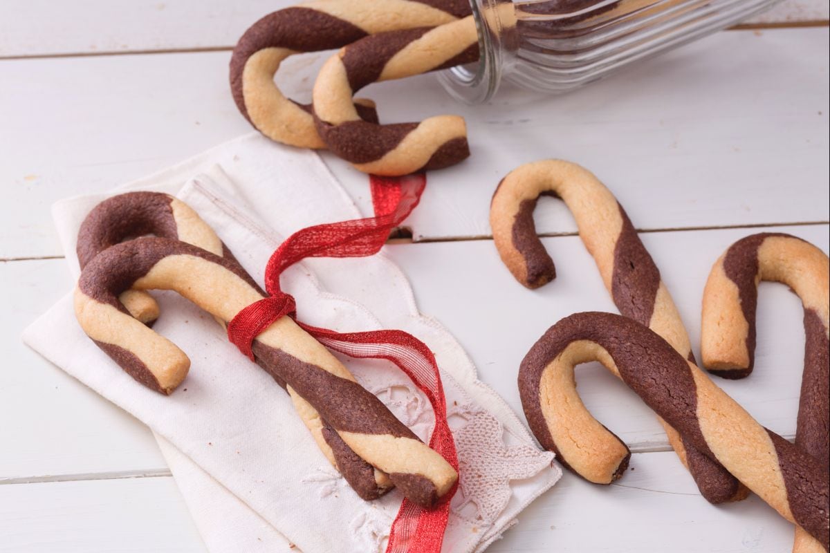 Galletas de espirales de bastón de caramelo