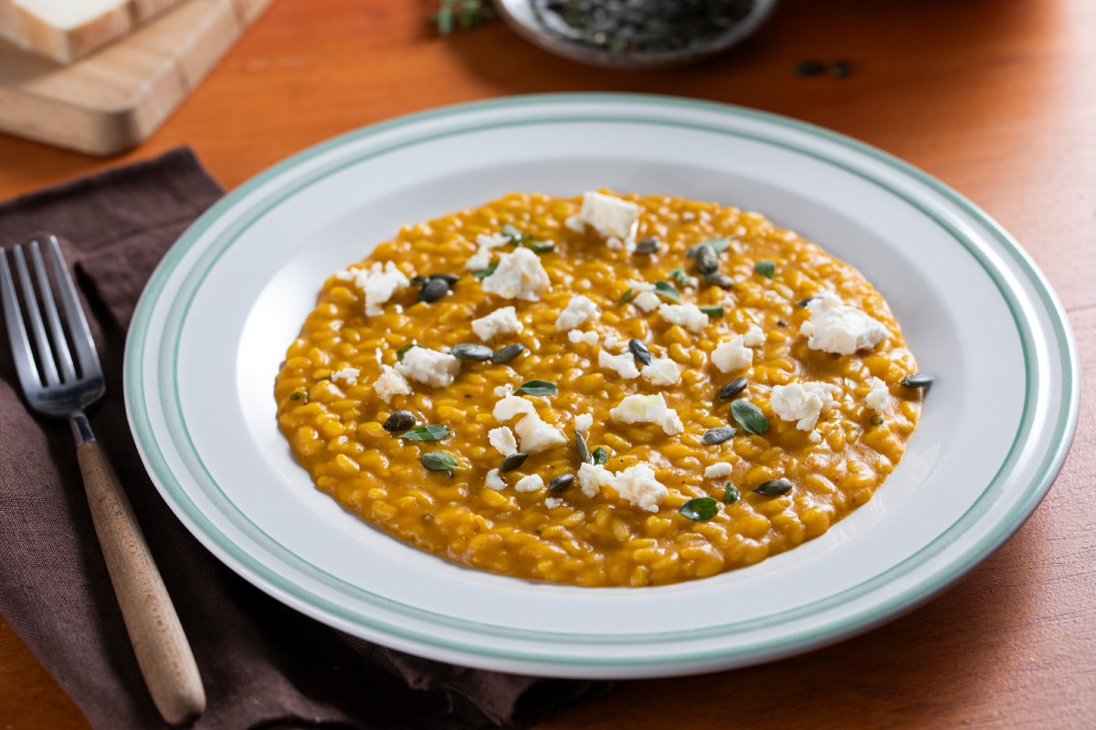 Risotto cremoso de calabaza y quartirolo