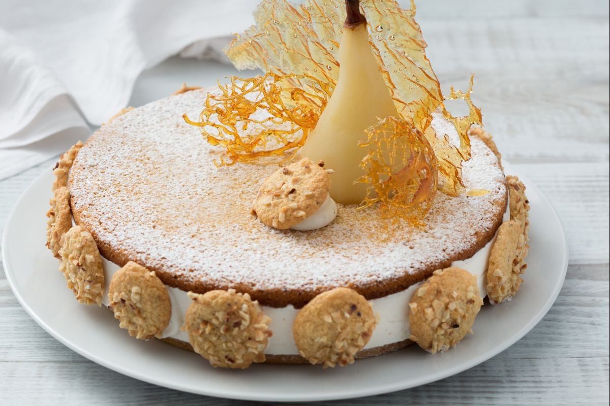 Tarta de ricotta y peras