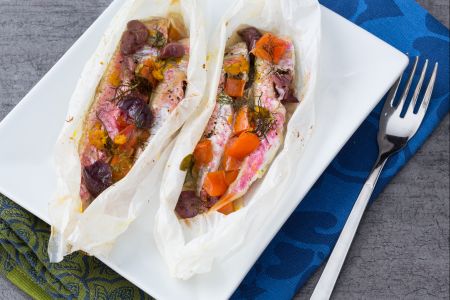 Salmonetes en papillote