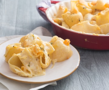 Lumaconi con calabaza y caciocavallo