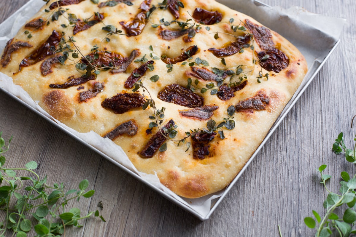 Focaccia de sémola con masa madre