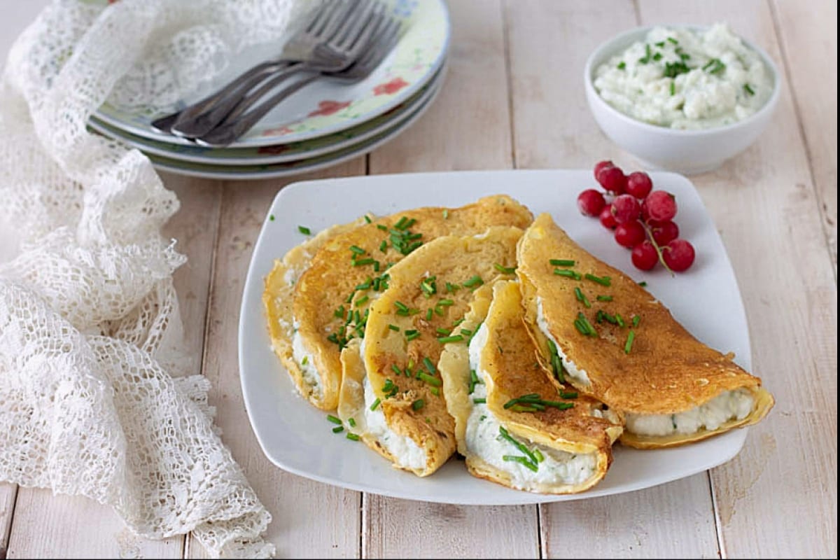 Crepe de garbanzos con mousse de bacalao