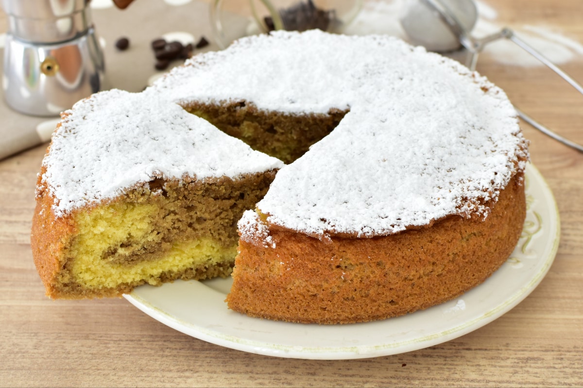 Tarta marmolada de coco y café