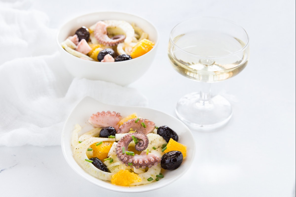 Ensalada de pulpo con hinojo y naranjas