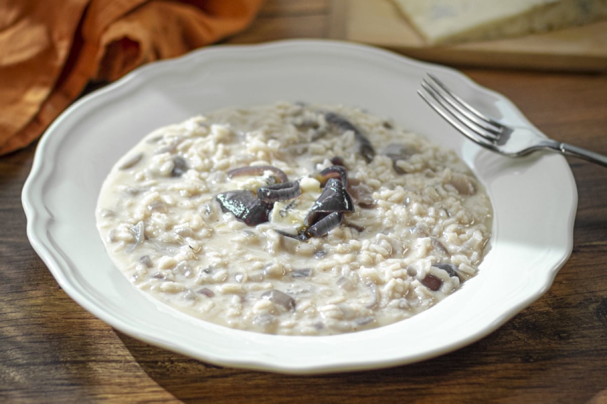 Risotto cebolla y gorgonzola